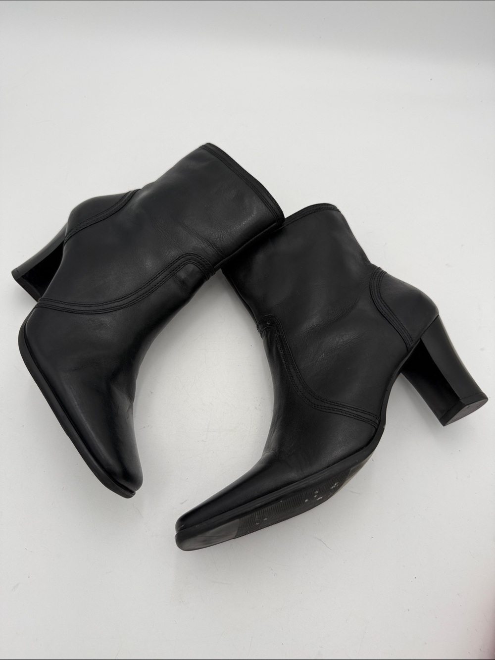 Style &co Black Leather Women Ankle Boots - Classic Square Toe women 8M Y2K fall - Picture 7 of 14